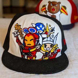 Tokidoki Marvel Era 59Fifty Heros Band Flat Snapcap Hat Size 7 1/8 Simone Legno